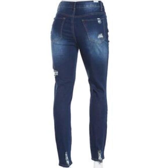 New Almost Famous™ High Rise Destructed junior Skinny Jeans pants size 3 - Picture 2 of 10